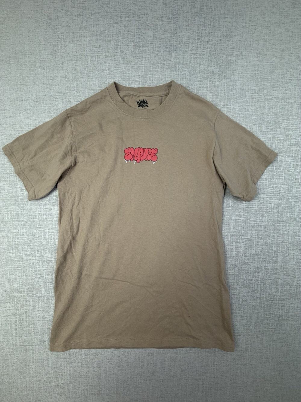 Empyre T Shirt Mens Small Tan Graffiti Cat Trash Can Skate Streetwear